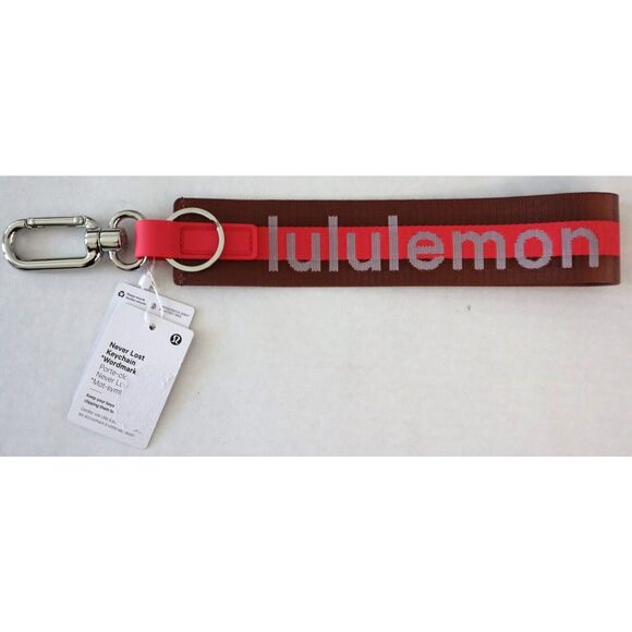 Lululemon LU9BOSS Ancient Copper/Glaze Pink/White Never Lost Keychain *Wordmark - Picture 1 of 4